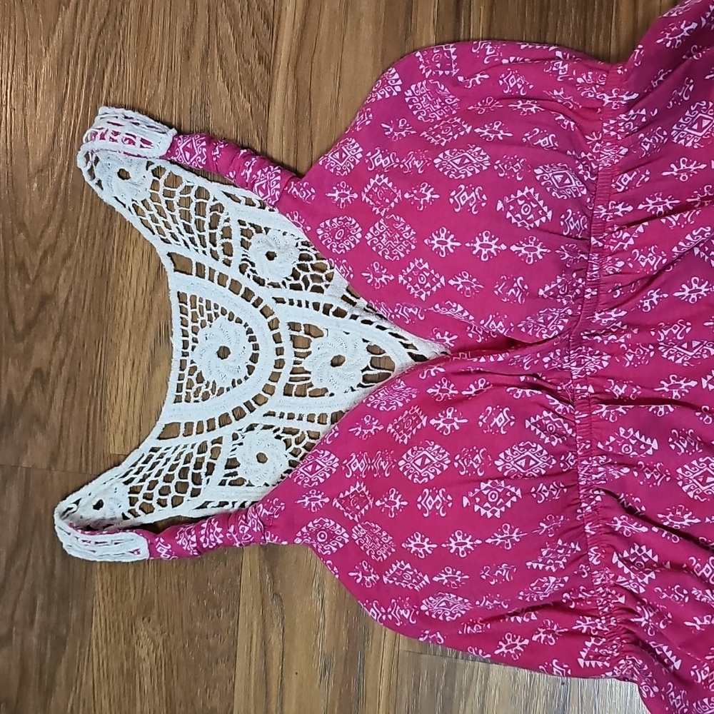 Womens Pink Rose Tank Top with Lace Back/Strap Detail - Picture 2 of 6